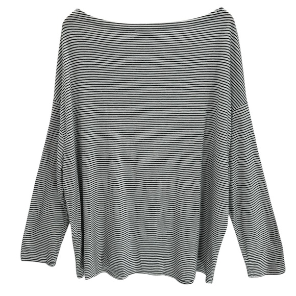 AllSaints Rita Stripe Tee Long Sleeve Boat Neck Oversized Modern Parisian M - Picture 5 of 14